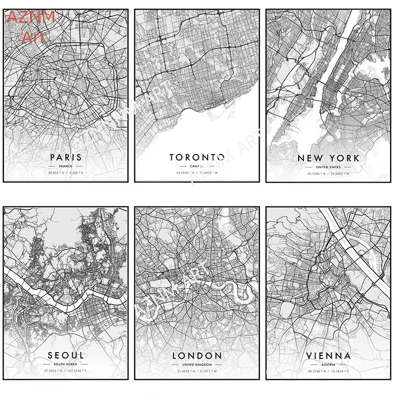 Photography New York - Mapa da cidade arte cartaz paris