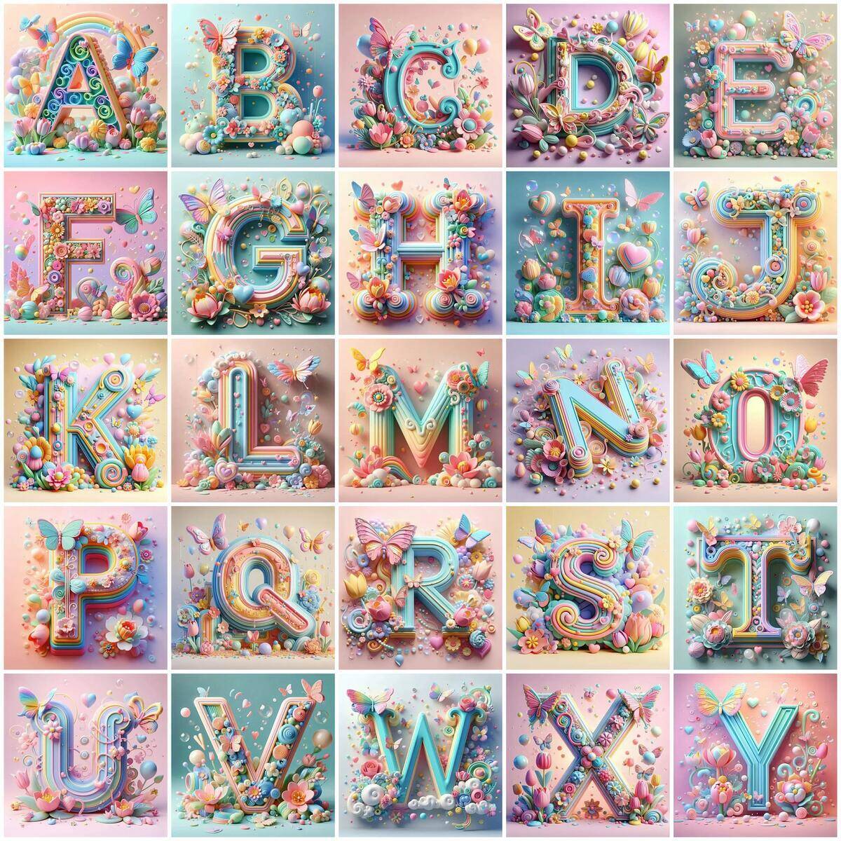 Photography Font - Huacan pintura diamante borboleta animal alfabeto