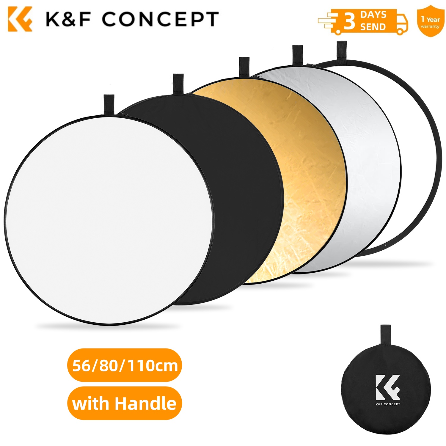 Reflector 5 In 1 - K&F CONCEPT 56/80/110cm Acessório de Tenda