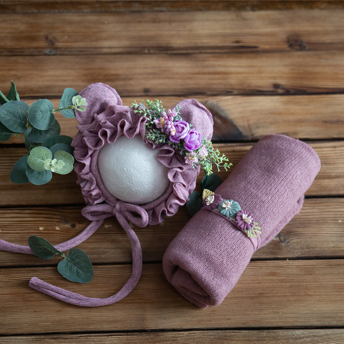 Photography Newborn - Recém-nascido estiramento malha mohair envoltório renda