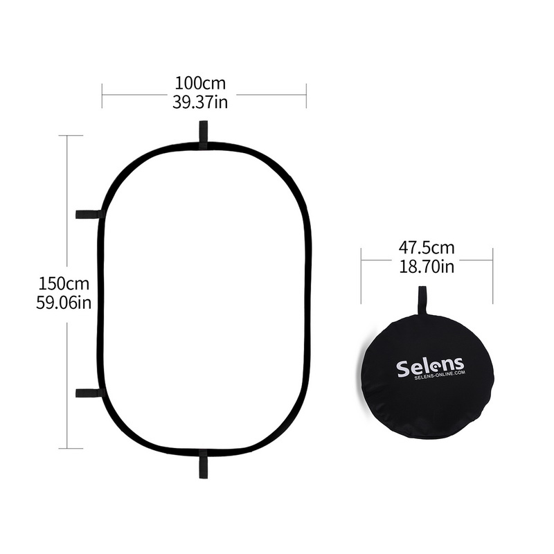 Reflector 5 In 1 - Refletor oval dobrável 100x150cm, placa de