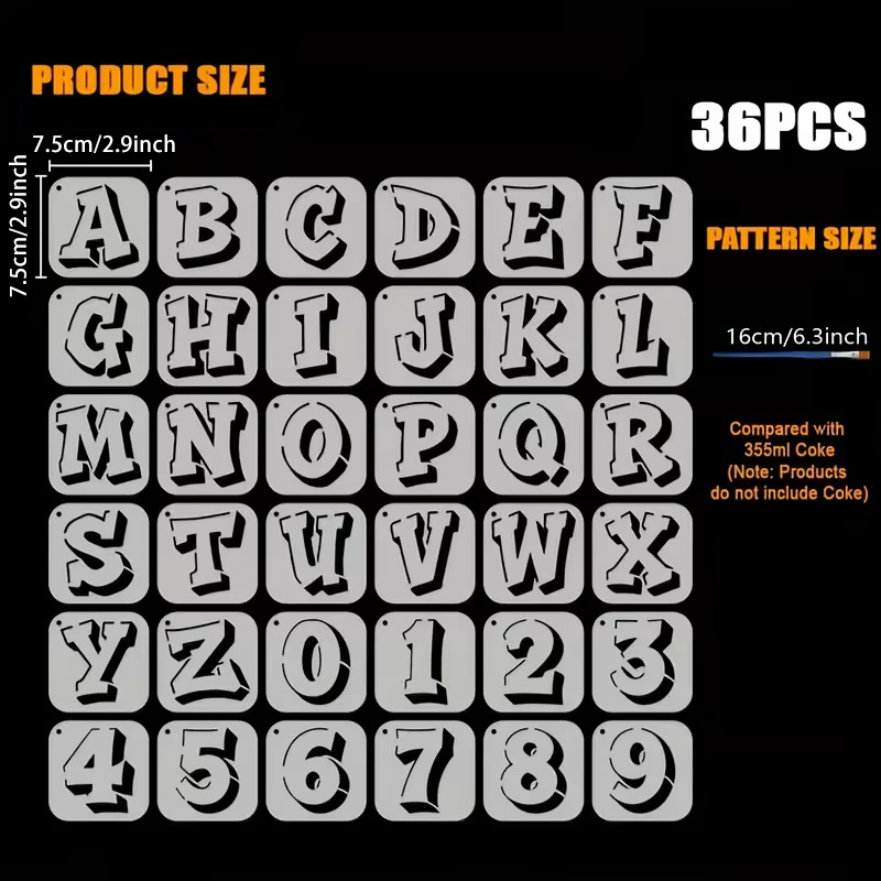 36 peças conjunto de estêncil  - Photography Font avaliação e preço