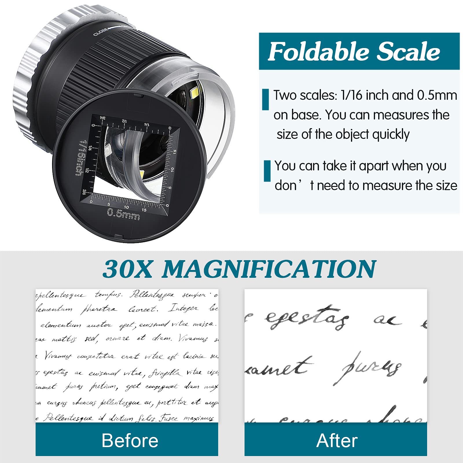 30x bolso lupa com escala led  - Eye Piece Magnifier avaliação e preço